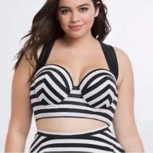 Torrid Black and White Striped Bikini